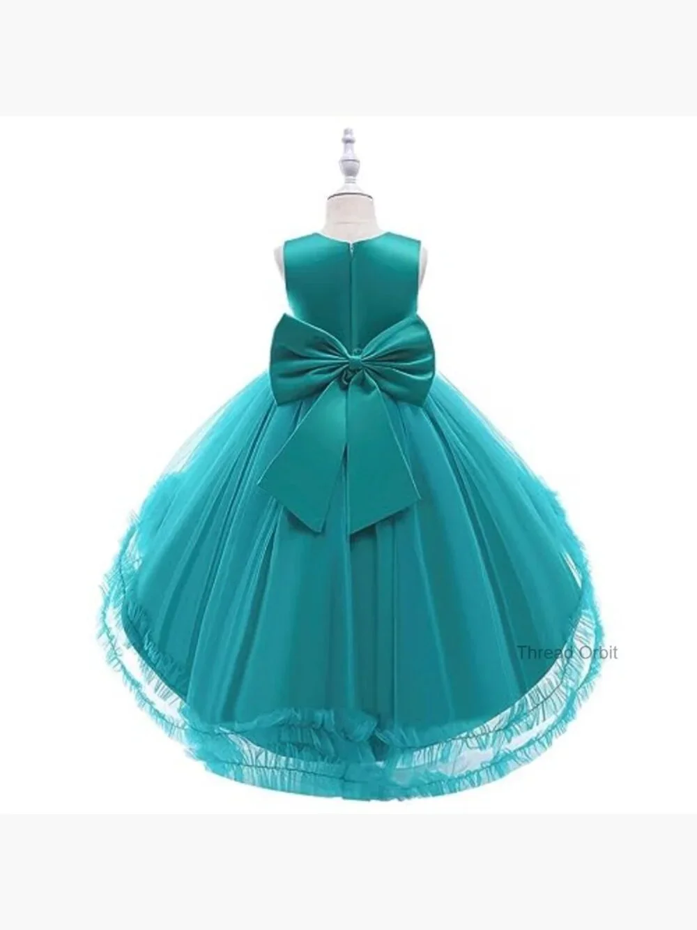 Girls Tulle Flower Girl Dress High Low Pageant Ball Gown Satin_3